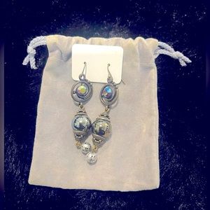 Earrings bronze with a little iridescent glow.